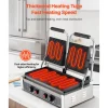 VEVOR Commercial Panini Grill, 1800W Electric Sandwich Panini Maker, Stainless Steel Sandwichs Press with Handle and Temp Control, 13.5x9.3 in Full Grooved Enamel Plate, for Hamburger Steak Bacon