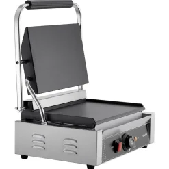 VEVOR Commercial Panini Grill, 1800W Electric Sandwich Panini Maker, Stainless Steel Sandwichs Press Grill with Handle and Temp Control, 13.5x9.3 in Full Flat Enamel Plate, for Hamburger Steak Bacon