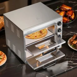 VEVOR Commercial Pizza Oven Countertop, 16-Inch Double Deck Layers, Stainless Steel Electric Pizza Oven with Stone and Handle, Multipurpose Indoor Pizza Maker for Restaurant Home Pretzels Baked