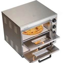 VEVOR Commercial Pizza Oven Countertop, 16-Inch Double Deck Layers, Stainless Steel Electric Pizza Oven with Stone and Handle, Multipurpose Indoor Pizza Maker for Restaurant Home Pretzels Baked