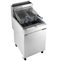 VEVOR Commercial Propane Deep Fryer 150,000 BTU with 2 Baskets, 5-Tube Burner Fryer, Stainless Steel Floor Standing Deep Fryers Cart, 80 lbs Capacity for Restaurants