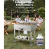VEVOR Commercial Propane Steam Table, 5 Food Pans & 3 Condiment Pans, LP Gas Outdoor Soup Warmer with Drain Valve and 3" Wheels, Stainless Steel Propane Food Warmer with Adjustable Temp for Outdoor