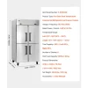 VEVOR Commercial Refrigerator, 32.2 in Width Reach In Upright Refrigeration Double Glass Door, 43.2 Cu.ft Auto-Defrost Stainless Steel Refrigerator with 8 Adjustable Shelves, 32 to 50℉ Temp Range