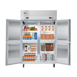 VEVOR Commercial Refrigerator, 32.2 in Width Reach In Upright Refrigeration Double Glass Door, 43.2 Cu.ft Auto-Defrost Stainless Steel Refrigerator with 8 Adjustable Shelves, 32 to 50℉ Temp Range