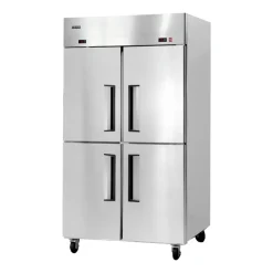 VEVOR Commercial Refrigerator, 32.2 in Width Reach In Upright Refrigeration Double Glass Door, 43.2 Cu.ft Auto-Defrost Stainless Steel Refrigerator with 8 Adjustable Shelves, 32 to 50℉ Temp Range