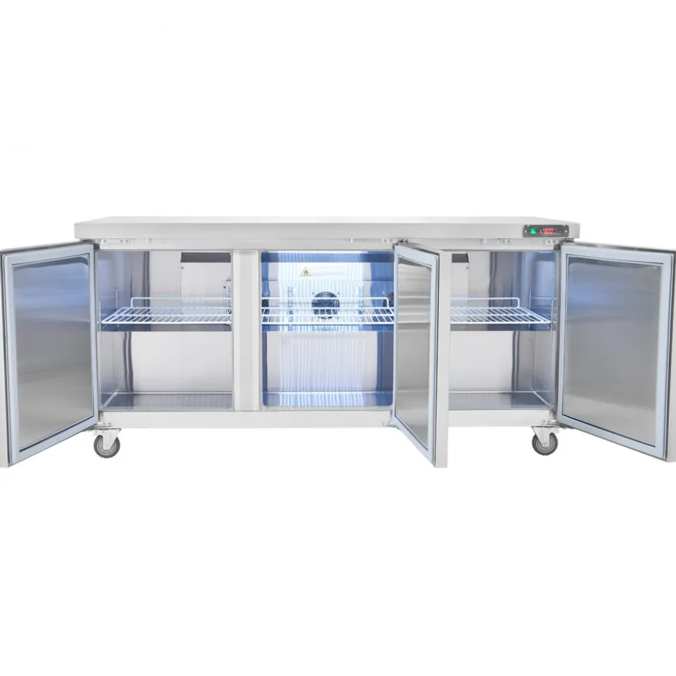 VEVOR 72" Commercial Refrigerator Sandwich & Salad Prep Table, 20 Cu. Ft Stainless Steel Refrigerated Food Prep Station with 3 Doors, Frost Free Refrigerator with Lock for Restaurant, Bar, Store