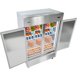 VEVOR Commercial Refrigerator, 32.2 in Width Reach In Upright Refrigeration Double Door, 43.2 Cu.ft Auto-Defrost Stainless Steel Refrigerator with 8 Adjustable Shelves, 32 to 50℉ Temp Range, 4 Wheels