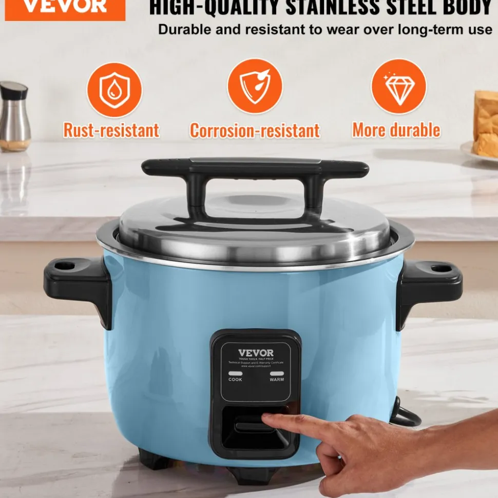 VEVOR Commercial Rice Cooker, 45-Cup Rice Cooker, 9.51 Qt / 9 Liter Large Rice Cooker and Warmer with Nonstick Inner Pot, Fast Cooking and 12-Hour Keep Warm, with Rice Cup and Paddle, for Restaurant