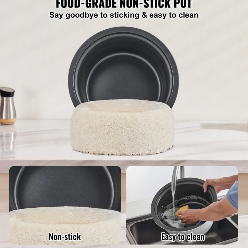 VEVOR Commercial Rice Cooker, 45-Cup Rice Cooker, 9.51 Qt / 9 Liter Large Rice Cooker and Warmer with Nonstick Inner Pot, Fast Cooking and 12-Hour Keep Warm, with Rice Cup and Paddle, for Restaurant