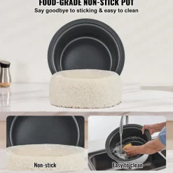 VEVOR Commercial Rice Cooker, 40-Cup Rice Cooker, 8.45 Qt / 8 Liter Large Rice Cooker and Warmer with Nonstick Inner Pot, Fast Cooking and 24-Hour Keep Warm, with Rice Cup and Paddle, for Restaurant