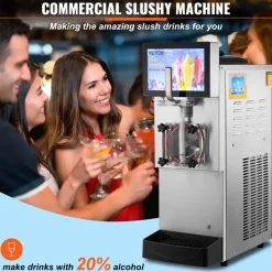 VEVOR Commercial Slushy Machine, 8L / 2.1 Gal Single Bowl, Cool and Freeze Modes, 1050W Stainless Steel Margarita Smoothie Frozen Drink Maker, Slushie Machine for Party Cafes Restaurants Bars Home