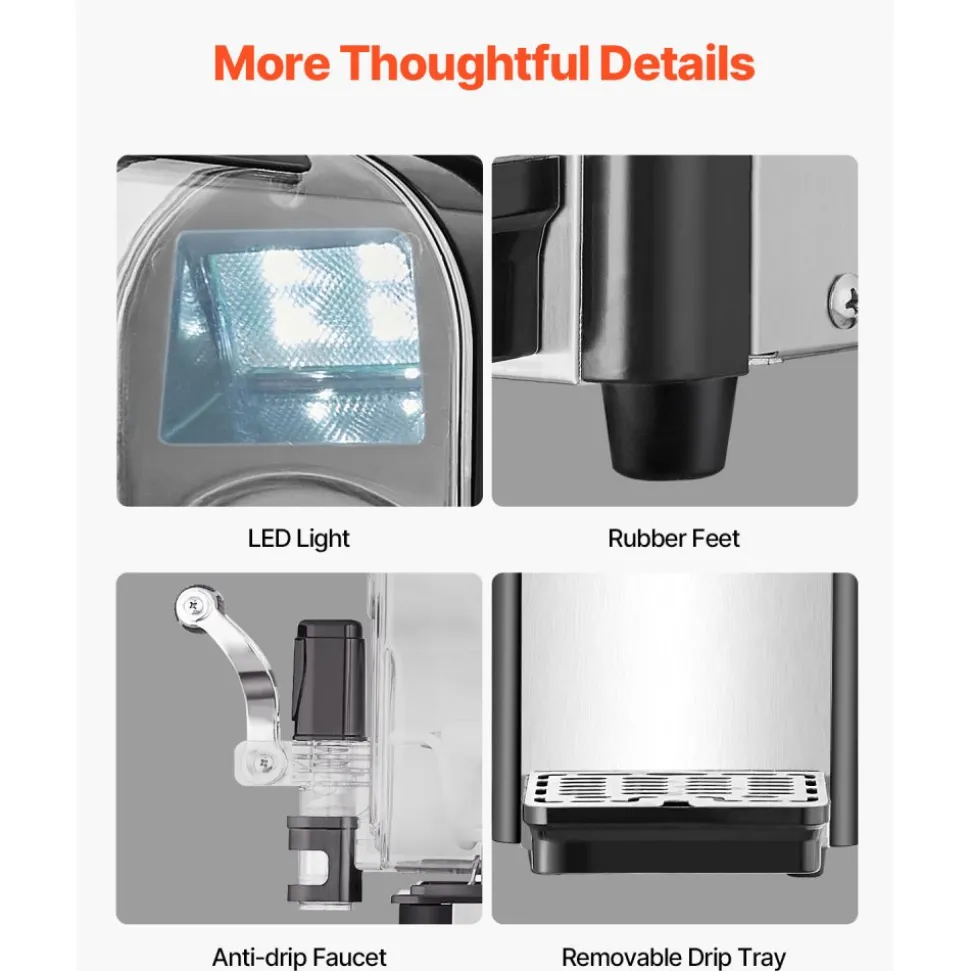 VEVOR Commercial Slushy Machine, 3L Single Tank Frozen Drink Machine, 12 Cups Stainless Steel Margarita Smoothie Frozen Drink Maker, Slushie Maker for Home Party Restaurants Cafe Bars