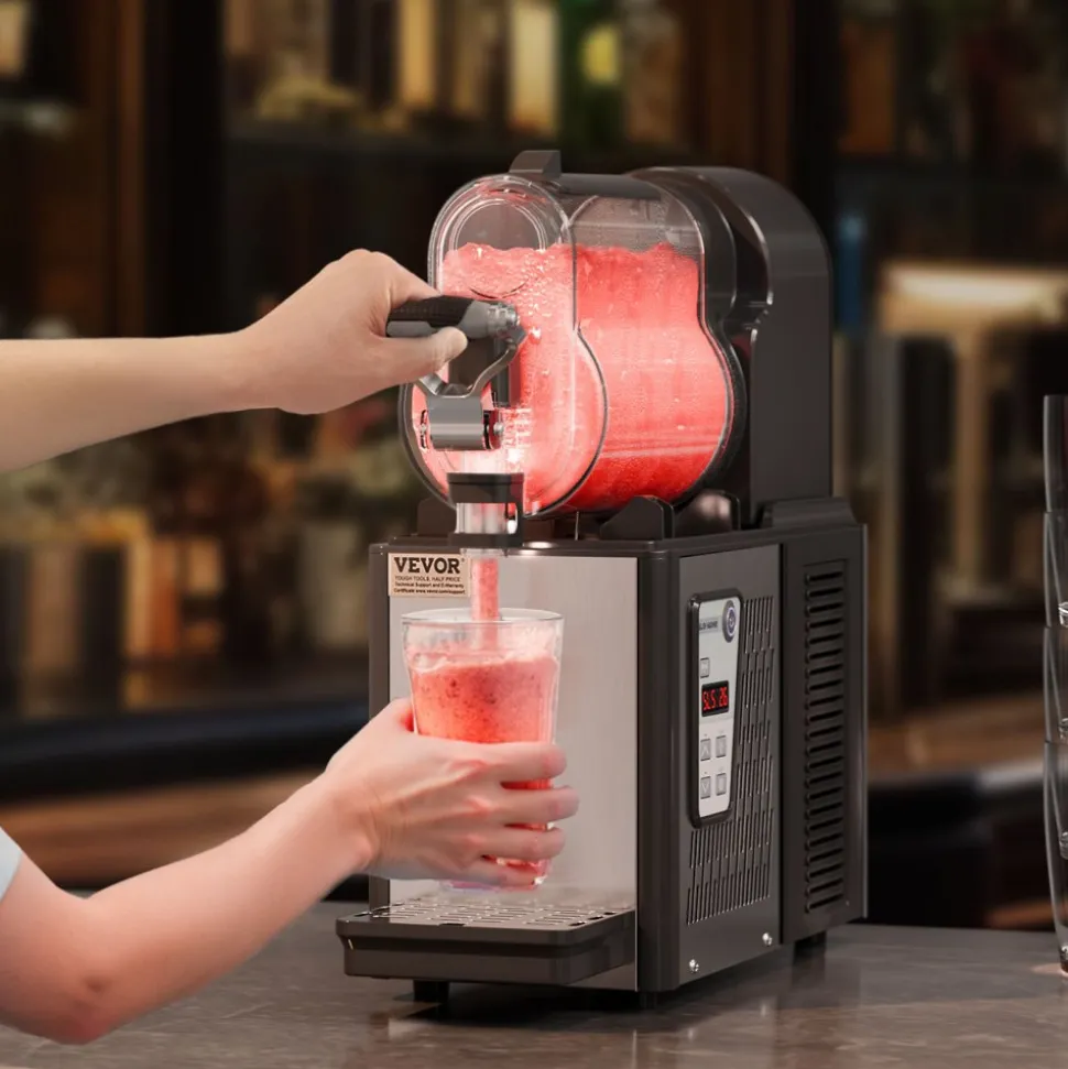 VEVOR Commercial Slushy Machine, 3L Single Tank Frozen Drink Machine, 12 Cups Stainless Steel Margarita Smoothie Frozen Drink Maker, Slushie Maker for Home Party Restaurants Cafe Bars
