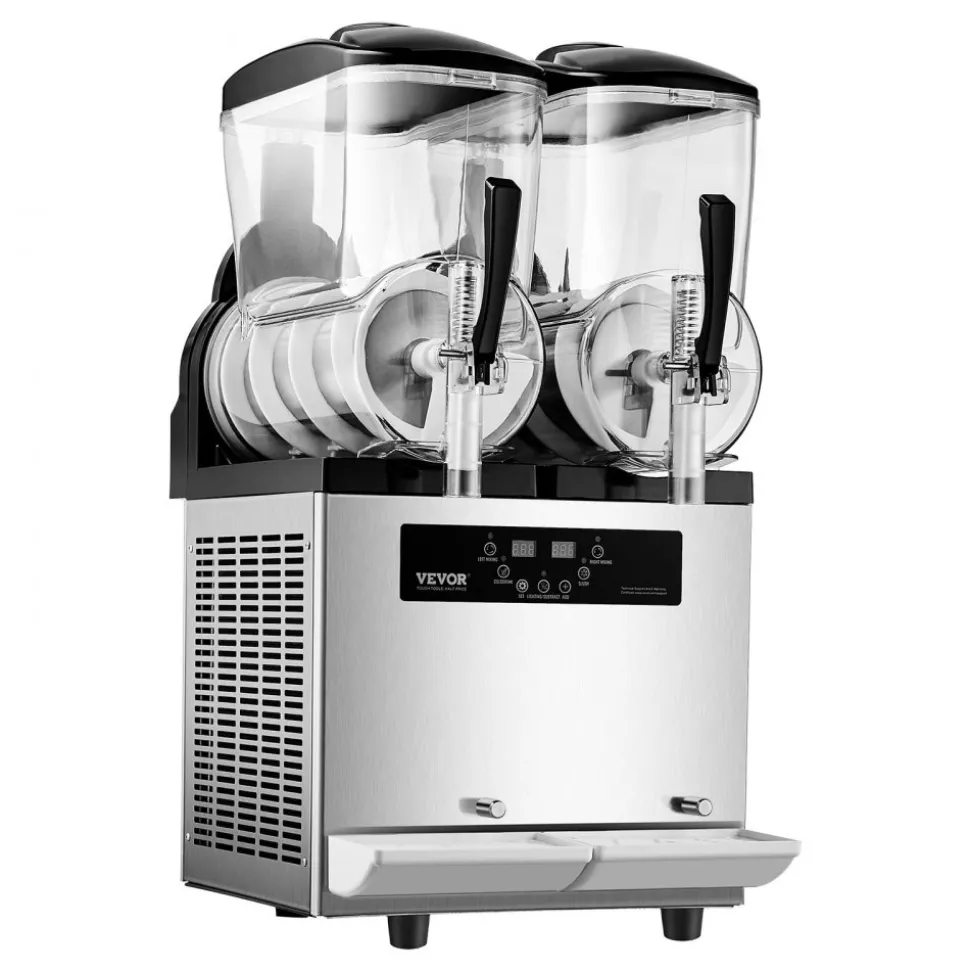 VEVOR Commercial Slushy Machine, 12Lx2 Double Tank Frozen Drink Machine, 96 Cups Stainless Steel Margarita Smoothie Frozen Drink Maker, Slushie Maker for Home Party Restaurants Cafe Bars