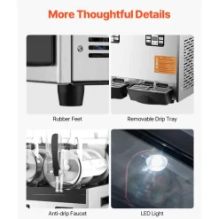 VEVOR Commercial Slushy Machine, 12Lx3 Triple Tank Frozen Drink Machine, 144 Cups Stainless Steel Margarita Smoothie Frozen Drink Maker, Slushie Maker for Home Party Restaurants Cafe Bars
