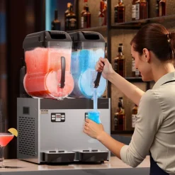 VEVOR Commercial Slushy Machine, 12Lx2 Double Tank Frozen Drink Machine, 96 Cups Stainless Steel Margarita Smoothie Frozen Drink Maker, Slushie Maker for Home Party Restaurants Cafe Bars