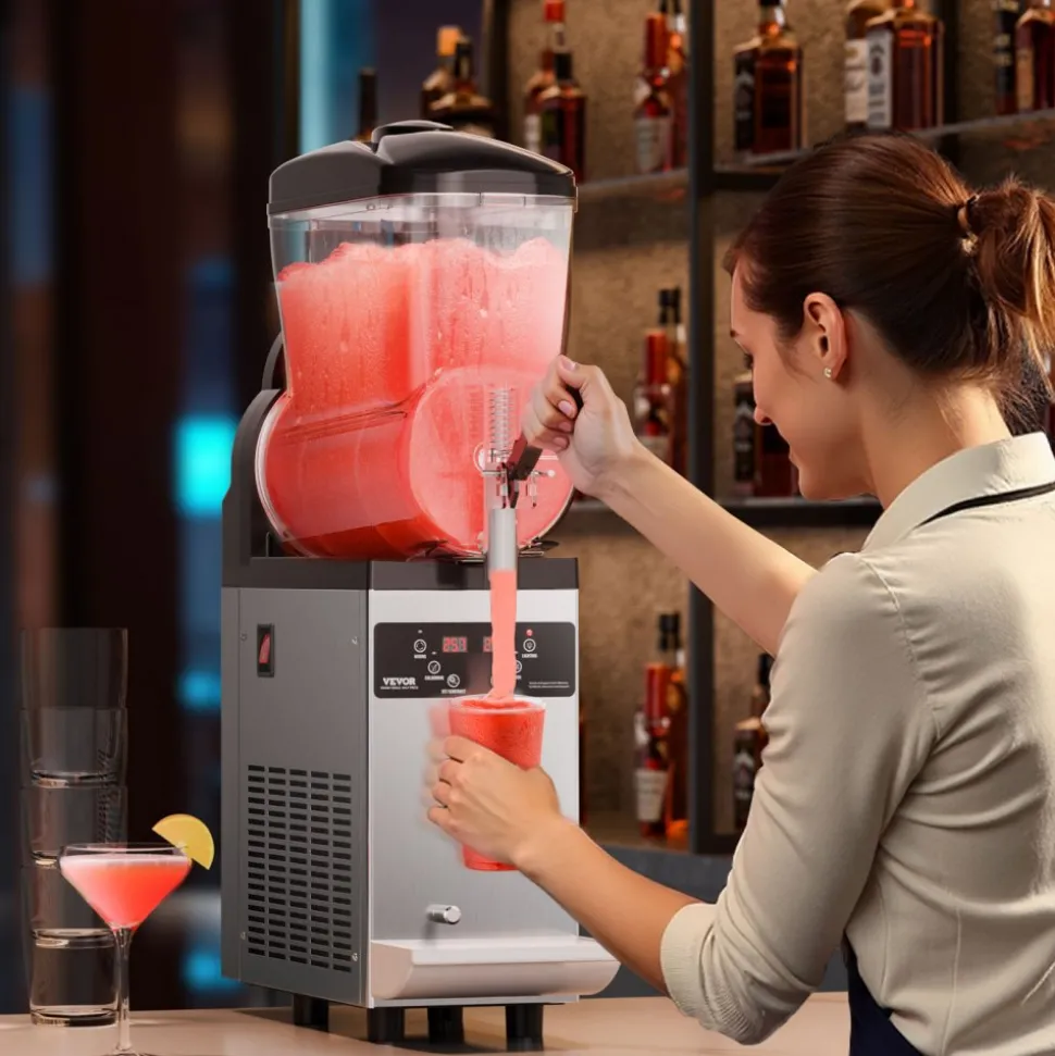 VEVOR Commercial Slushy Machine, 300W 110V, 6L/1.6 Gal 25 Cups Single-Bowl, Stainless Steel Margarita Smoothie Frozen Drink Maker, Slushie Machine for Cafes Restaurants Bars Home Use