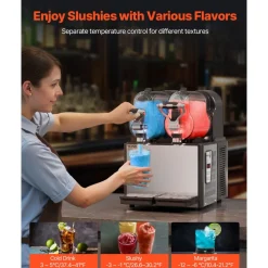 VEVOR Commercial Slushy Machine, 3Lx2 Double Tank Frozen Drink Machine, 24 Cups Stainless Steel Margarita Smoothie Frozen Drink Maker, Slushie Maker for Home Party Restaurants Cafe Bars