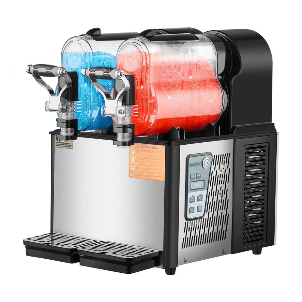 VEVOR Commercial Slushy Machine, 3Lx2 Double Tank Frozen Drink Machine, 24 Cups Stainless Steel Margarita Smoothie Frozen Drink Maker, Slushie Maker for Home Party Restaurants Cafe Bars
