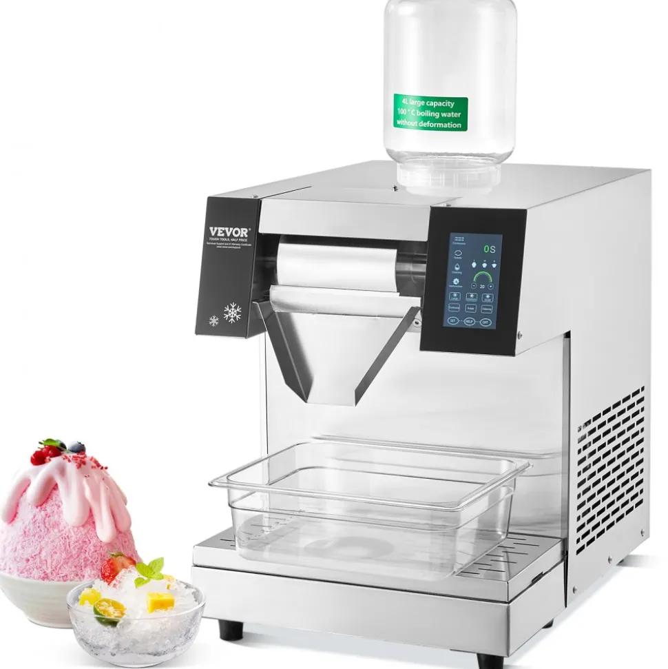 VEVOR Commercial Snowflake Ice Machine, 573LBS/24H Snowflake Ice Maker, Stainless Steel Ice Shaver Machine, Electric Snow Cone Maker, Air Cooling System for Rapid Heat Dissipation, for Bakery, Cafe