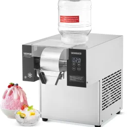 VEVOR Commercial Snowflake Ice Machine, 375LBS/24H Snowflake Ice Maker, Stainless Steel Ice Shaver Machine, Electric Snow Cone Maker, Air Cooling System for Rapid Heat Dissipation, for Bakery, Cafe