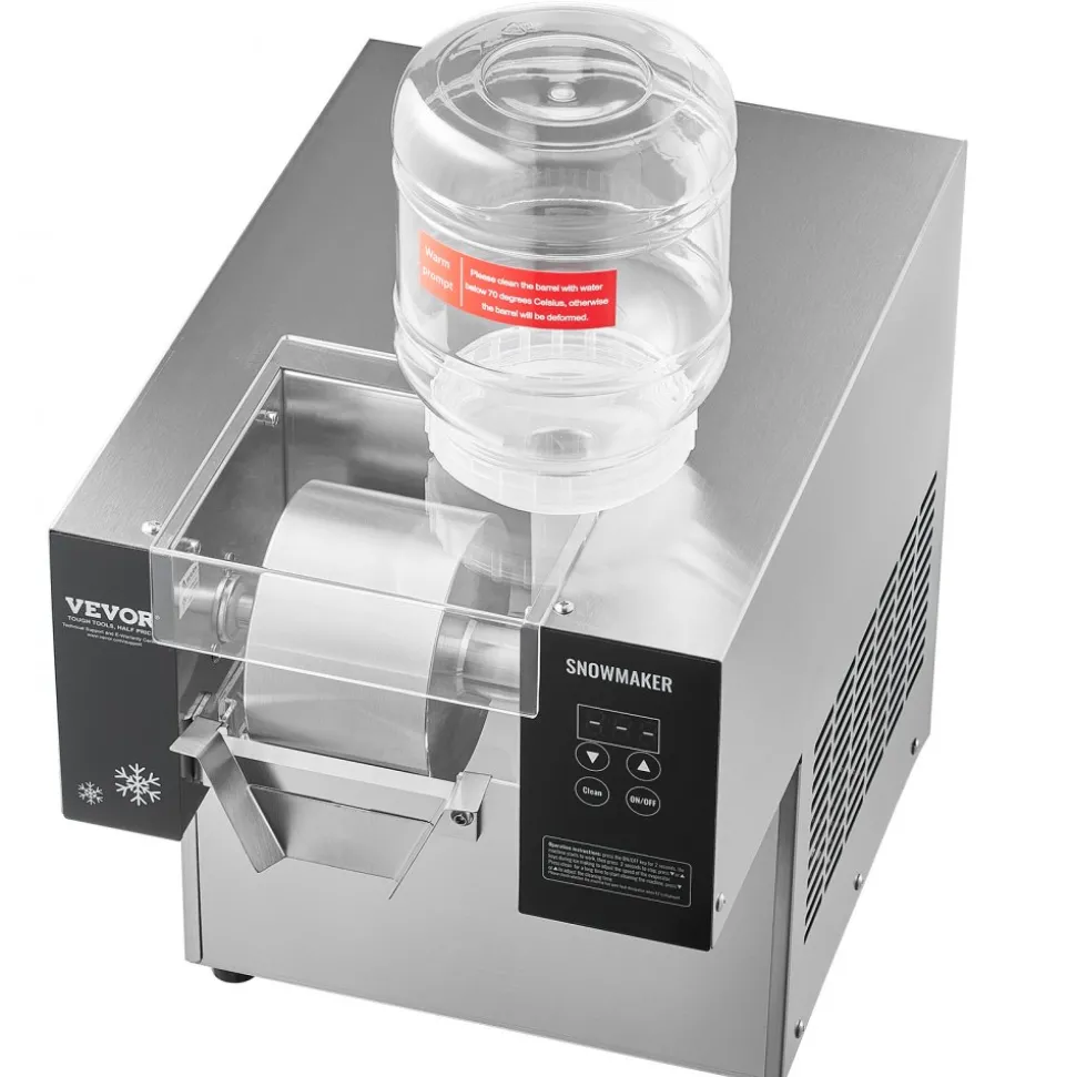 VEVOR Commercial Snowflake Ice Machine, 176.4LBS/24H Snowflake Ice Maker, Stainless Steel Ice Shaver Machine, Electric Snow Cone Maker, Air Cooling System for Rapid Heat Dissipation, for Bakery, Cafe