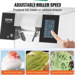 VEVOR Commercial Snowflake Ice Machine, 507LBS/24H Snowflake Ice Maker, Stainless Steel Ice Shaver Machine, Electric Snow Cone Maker, Air Cooling System for Rapid Heat Dissipation, for Bakery, Cafe