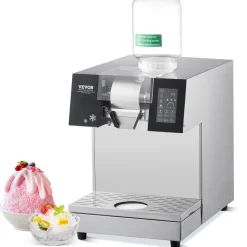 VEVOR Commercial Snowflake Ice Machine, 397LBS/24H Snowflake Ice Maker, Stainless Steel Ice Shaver Machine, Electric Snow Cone Maker, Air Cooling System for Rapid Heat Dissipation, for Bakery, Cafe