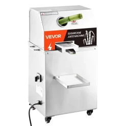 VEVOR Commercial Sugar Cane Juicer, 800W Electric Sugarcane Juicer Machine with 661LBS/H High Output, 3 Stainless Steel Rollers, Sugar Cane Press Juice Extractor Squeezer on Wheels for Home/Commercial