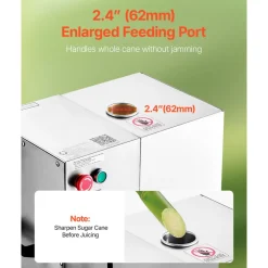 VEVOR Commercial Sugar Cane Juicer, 800W Electric Sugarcane Juicer Machine with 661LBS/H High Output, 4 Stainless Steel Rollers, Sugar Cane Press Juice Extractor Squeezer for Home/Commercial Use