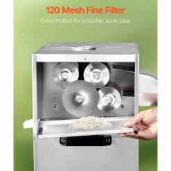 VEVOR Commercial Sugar Cane Juicer, 800W Electric Sugarcane Juicer Machine with 661LBS/H High Output, 4 Stainless Steel Rollers, Sugar Cane Press Juice Extractor Squeezer for Home/Commercial Use