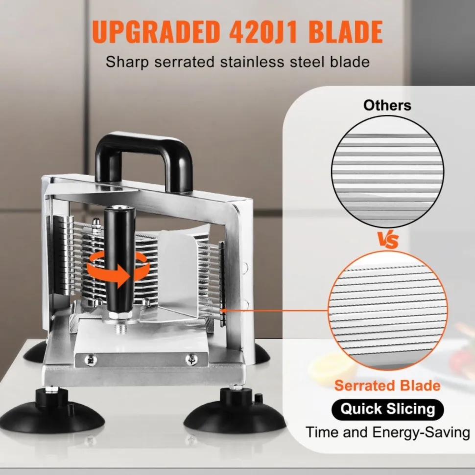 VEVOR Commercial Tomato Slicer, 1/4"+3/8"+3/16" Tomato Cutter Slicer, Stainless Steel Heavy Duty Tomato Slicer Machine, Manual Tomato Slicer with Non-slip Feet, Cutting Tomatoes, Cucumbers, Bananas