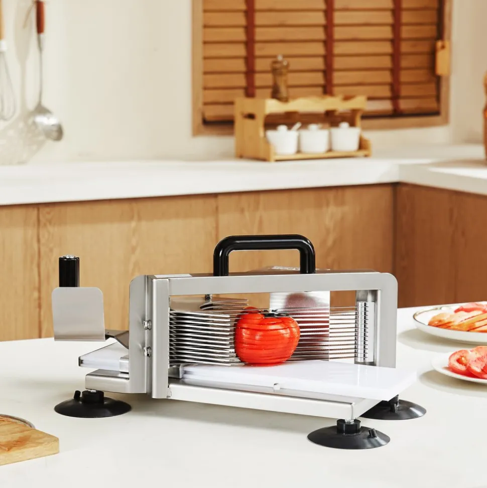 VEVOR Commercial Tomato Slicer, 3/16 inch Tomato Cutter Slicer, Stainless Steel Heavy Duty Tomato Slicer Machine, Manual Tomato Slicer with Non-slip Feet, for Cutting Tomatoes, Cucumbers, Bananas