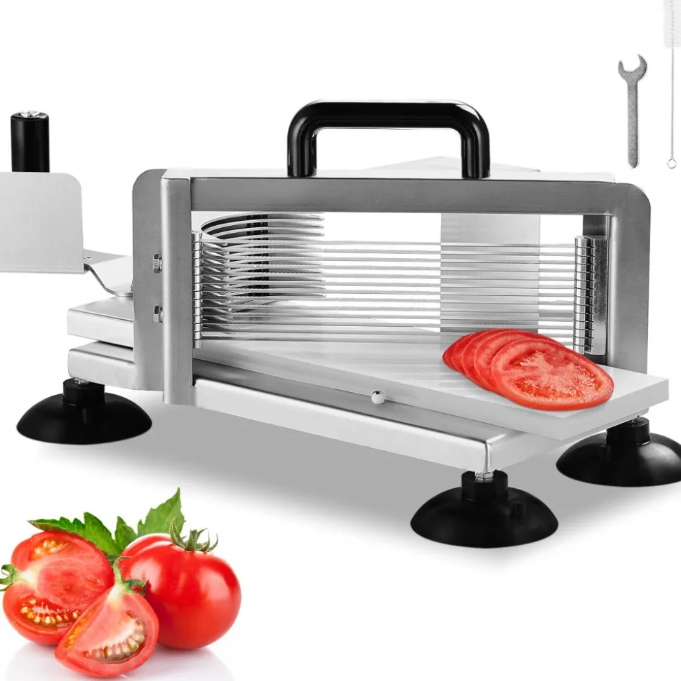 VEVOR Commercial Tomato Slicer, 3/16 inch Tomato Cutter Slicer, Stainless Steel Heavy Duty Tomato Slicer Machine, Manual Tomato Slicer with Non-slip Feet, for Cutting Tomatoes, Cucumbers, Bananas