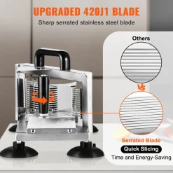 VEVOR Commercial Tomato Slicer, 3/16 inch Tomato Cutter Slicer, Stainless Steel Heavy Duty Tomato Slicer Machine, Manual Tomato Slicer with Non-slip Feet, for Cutting Tomatoes, Cucumbers, Bananas