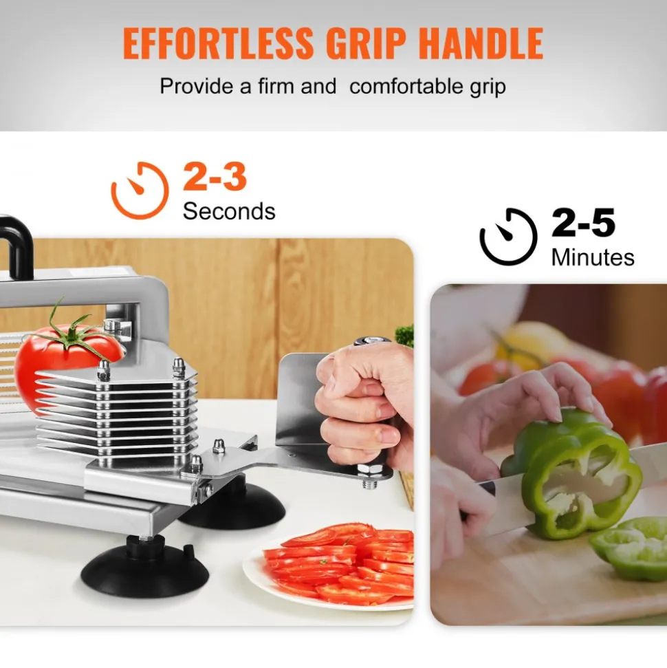 VEVOR Commercial Tomato Slicer, 1/4 inch Tomato Cutter Slicer, Stainless Steel Heavy Duty Tomato Slicer Machine, Manual Tomato Slicer with Non-slip Feet, for Cutting Tomatoes, Cucumbers, Bananas