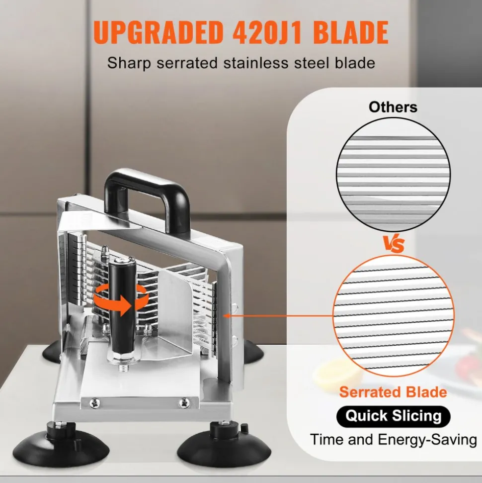 VEVOR Commercial Tomato Slicer, 1/4 inch Tomato Cutter Slicer, Stainless Steel Heavy Duty Tomato Slicer Machine, Manual Tomato Slicer with Non-slip Feet, for Cutting Tomatoes, Cucumbers, Bananas