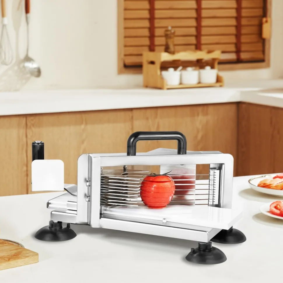 VEVOR Commercial Tomato Slicer, 3/8 inch Tomato Cutter Slicer, Stainless Steel Heavy Duty Tomato Slicer Machine, Manual Tomato Slicer with Non-slip Feet, for Cutting Tomatoes, Cucumbers, Bananas