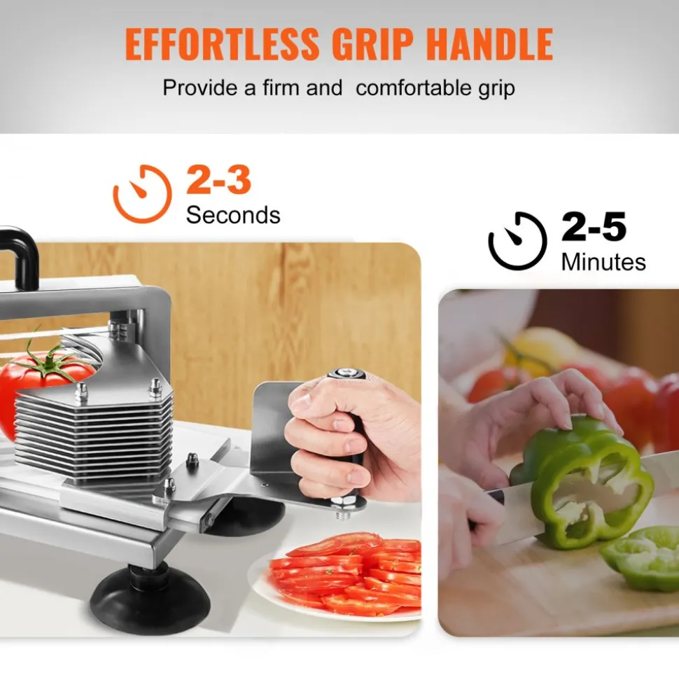 VEVOR Commercial Tomato Slicer, 3/8 inch Tomato Cutter Slicer, Stainless Steel Heavy Duty Tomato Slicer Machine, Manual Tomato Slicer with Non-slip Feet, for Cutting Tomatoes, Cucumbers, Bananas