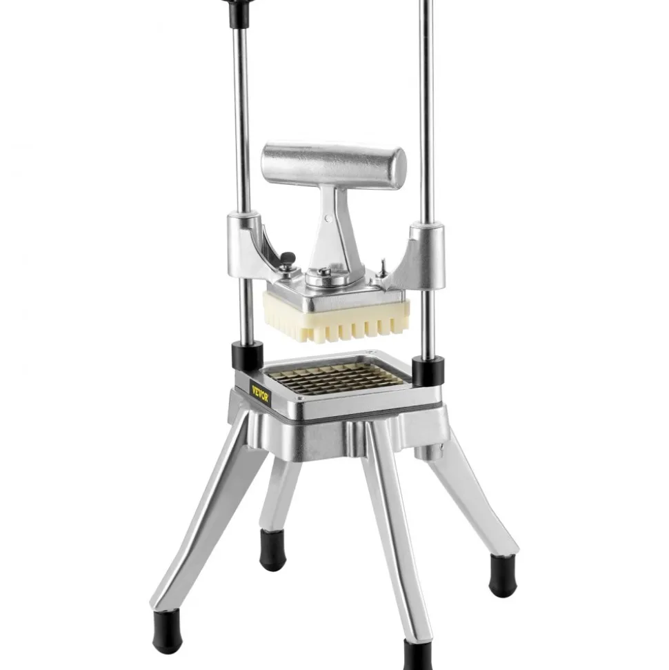 VEVOR Commercial Vegetable Fruit Chopper, Stainless Steel French Fry Cutter with 4 Blades 1/4" 3/8" 1/2", 6-wedge Slicer, Chopper Dicer with Tray, Heavy Duty Cutter for Potato Tomato Onion Mushroom
