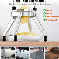 VEVOR Commercial Vegetable Fruit Chopper, Stainless Steel French Fry Cutter with 4 Blades 1/4