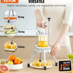 VEVOR Commercial Vegetable Fruit Chopper, Stainless Steel French Fry Cutter with 4 Blades 1/4