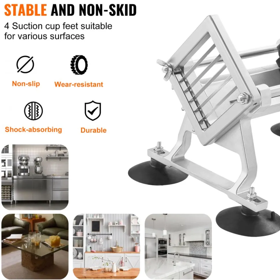 VEVOR Commercial Vegetable Slicer, 1/2 inch Fruit Slicer, Stainless Steel and Aluminum Alloy Vegetable Cutter Slicer Machine, Manual Slicer with Non-slip Feet, for Radishes, Onions, Potatoes, Lemons