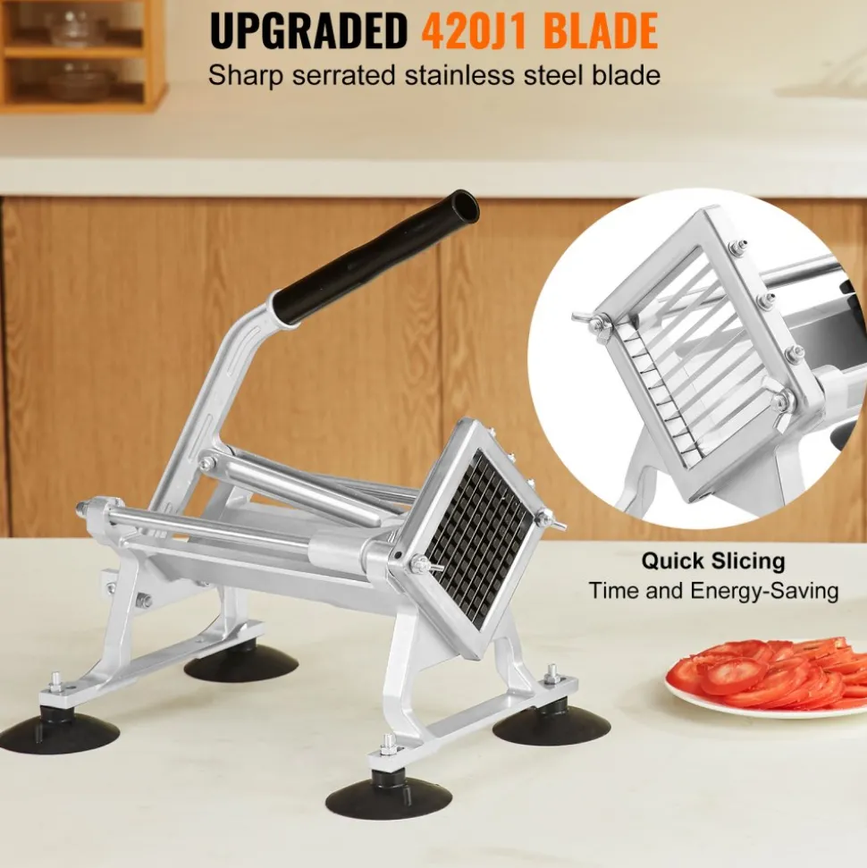 VEVOR Commercial Vegetable Slicer, 3/8 inch Fruit Slicer, Stainless Steel and Aluminum Alloy Vegetable Cutter Slicer Machine, Manual Slicer with Non-slip Feet, for Radishes, Onions, Potatoes, Lemons