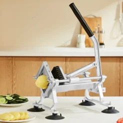 VEVOR Commercial Vegetable Slicer, 3/8 inch Fruit Slicer, Stainless Steel and Aluminum Alloy Vegetable Cutter Slicer Machine, Manual Slicer with Non-slip Feet, for Radishes, Onions, Potatoes, Lemons