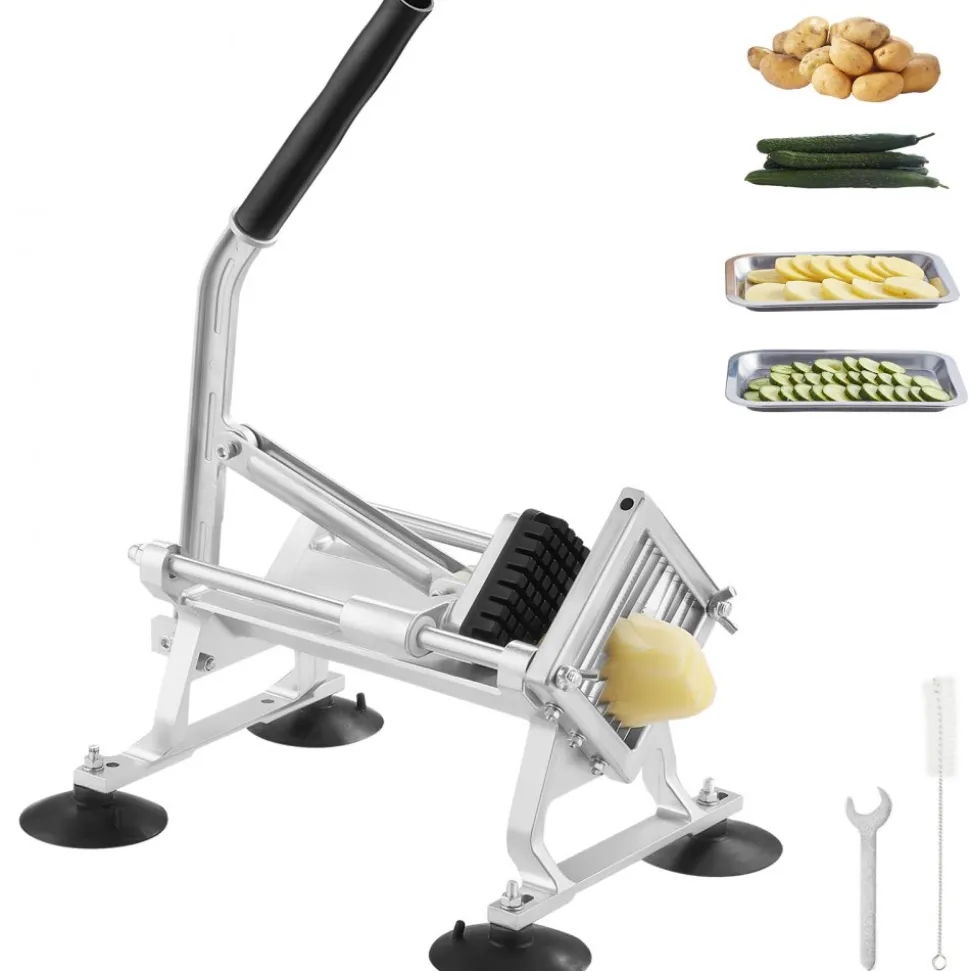 VEVOR Commercial Vegetable Slicer, 3/8 inch Fruit Slicer, Stainless Steel and Aluminum Alloy Vegetable Cutter Slicer Machine, Manual Slicer with Non-slip Feet, for Radishes, Onions, Potatoes, Lemons