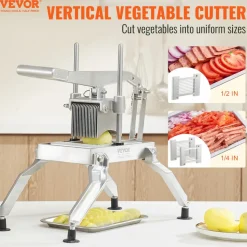 VEVOR Commercial Vegetable Slicer, 1/4 and 1/2 inch Tomato Slicer, Stainless Steel and Aluminum Alloy Vegetable Cutter Slicer, Manual Tomato Slicer with Non-slip Feet, for Tomatoes, Onions, Potatoes