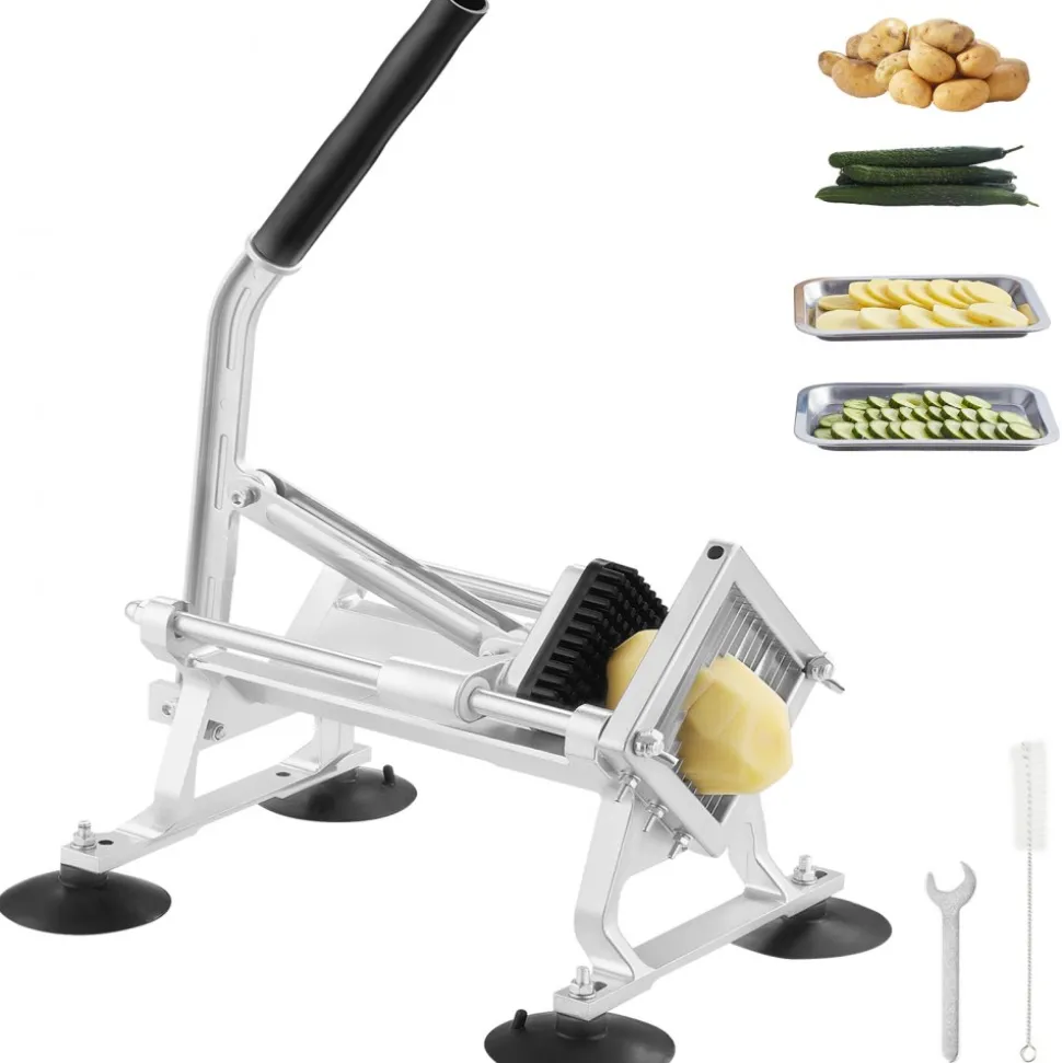 VEVOR Commercial Vegetable Slicer, 1/4 inch Fruit Slicer, Stainless Steel and Aluminum Alloy Vegetable Cutter Slicer Machine, Manual Slicer with Non-slip Feet, for Radishes, Onions, Potatoes, Lemons