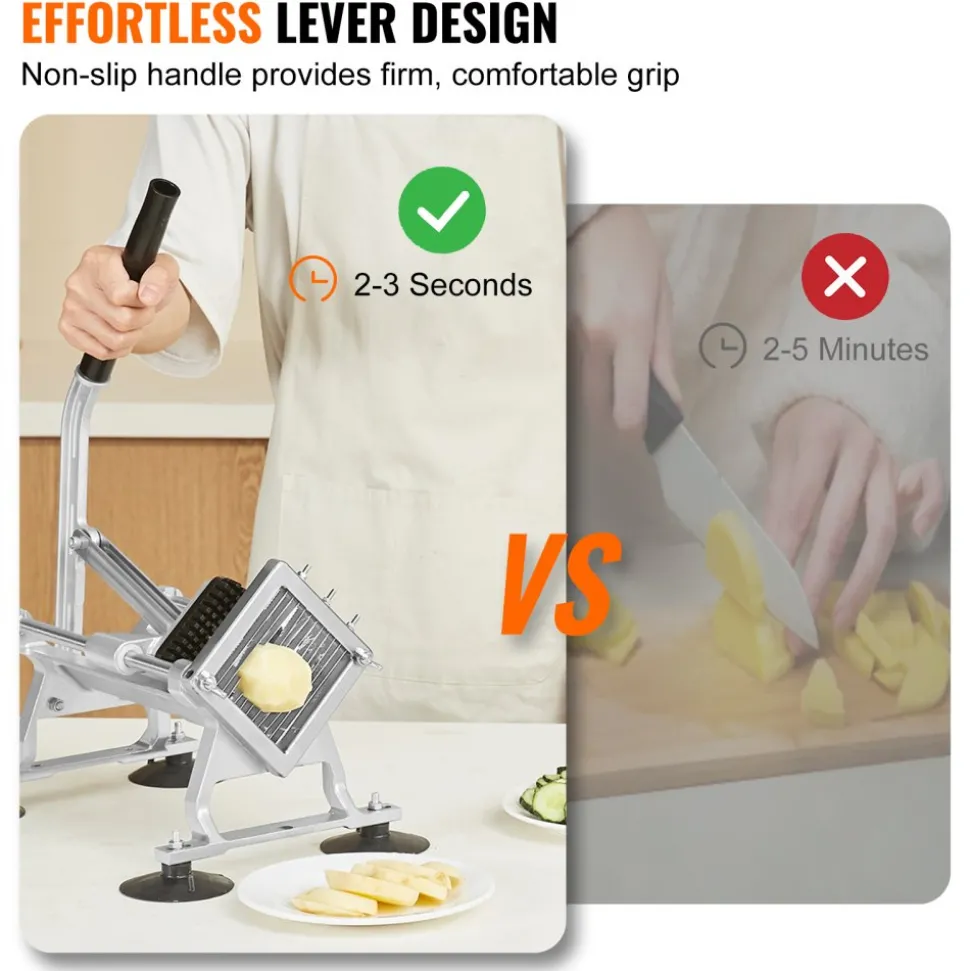 VEVOR Commercial Vegetable Slicer, 1/4 inch Fruit Slicer, Stainless Steel and Aluminum Alloy Vegetable Cutter Slicer Machine, Manual Slicer with Non-slip Feet, for Radishes, Onions, Potatoes, Lemons