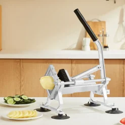 VEVOR Commercial Vegetable Slicer, 1/4 inch Fruit Slicer, Stainless Steel and Aluminum Alloy Vegetable Cutter Slicer Machine, Manual Slicer with Non-slip Feet, for Radishes, Onions, Potatoes, Lemons